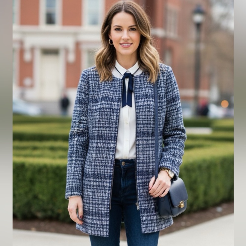 NEW Ann Taylor Houndstooth Collarless Jacket
